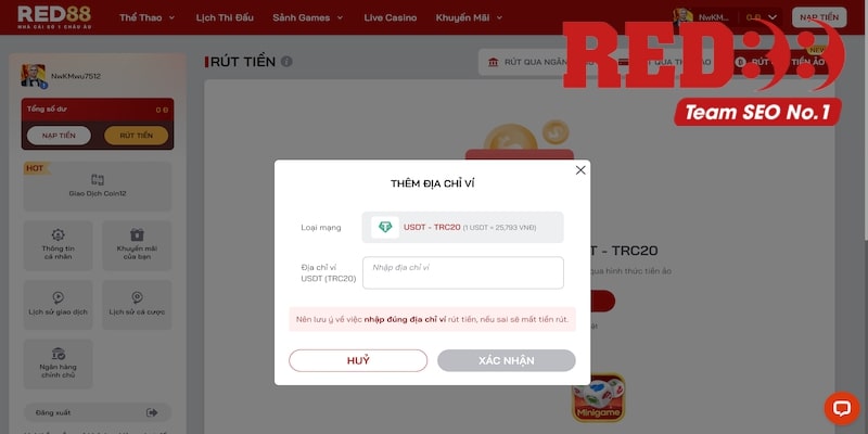 Cách rút tiền Red88 qua tiền ảo cực dễ